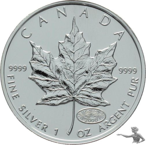 Kanada Maple Leaf 2000 - 1 Unze Feinsilber - Privy Mark Feuerwerk